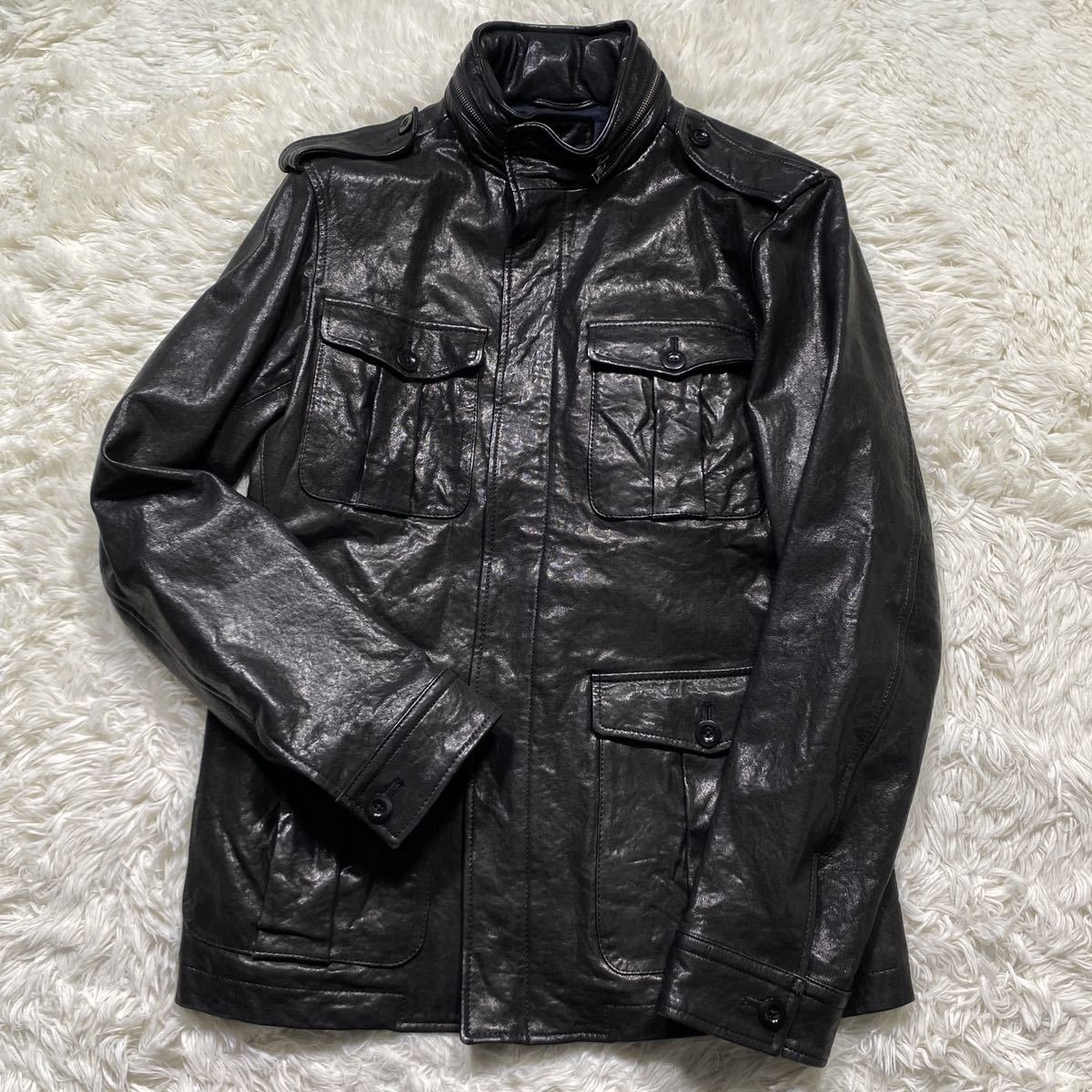 ✨極美品✨ ポールスミス レザージャケット ラムレザー L ブラック 総柄 ポールスミス レザージャケット ライダース ラムレザー ブラックM Paul