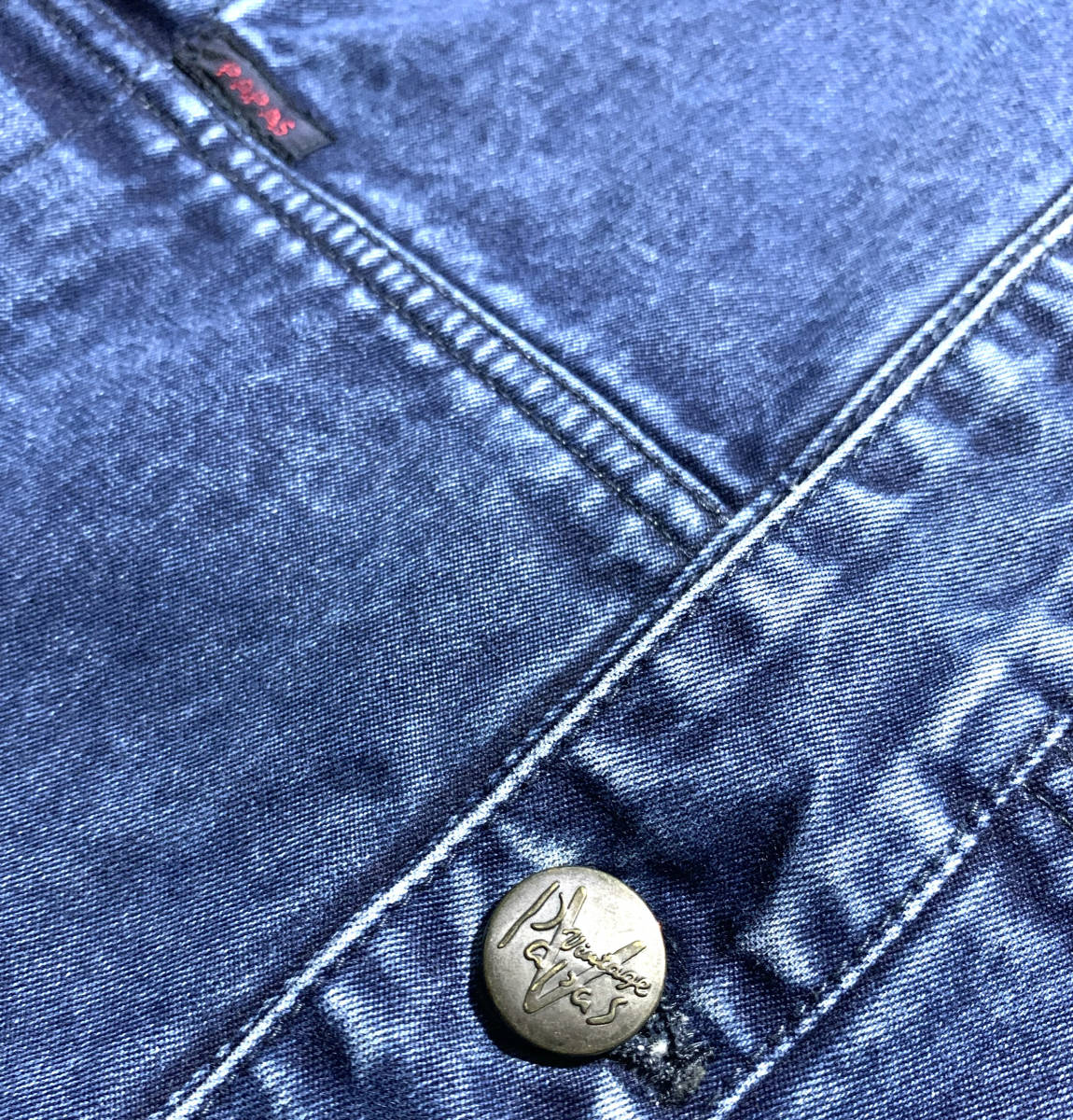 最高級【定価7万】Papas パパス デニムジャケット L(50) ロゴ刺繍