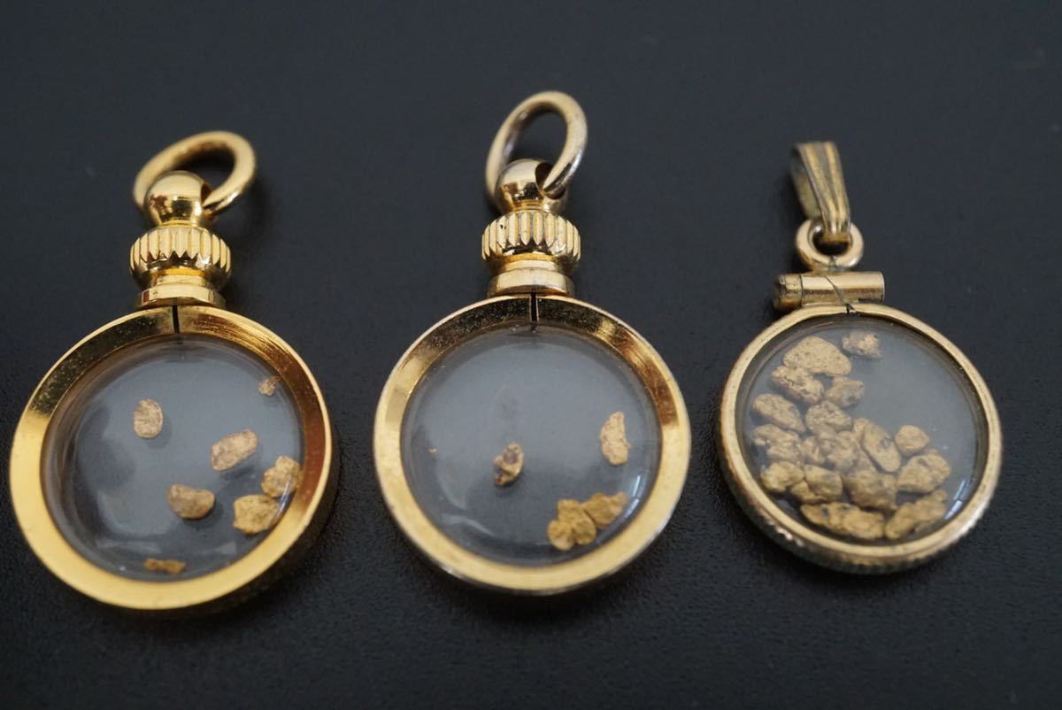 B39 砂金 金 アクセサリー ヴィンテージ ペンダント 3点セット 