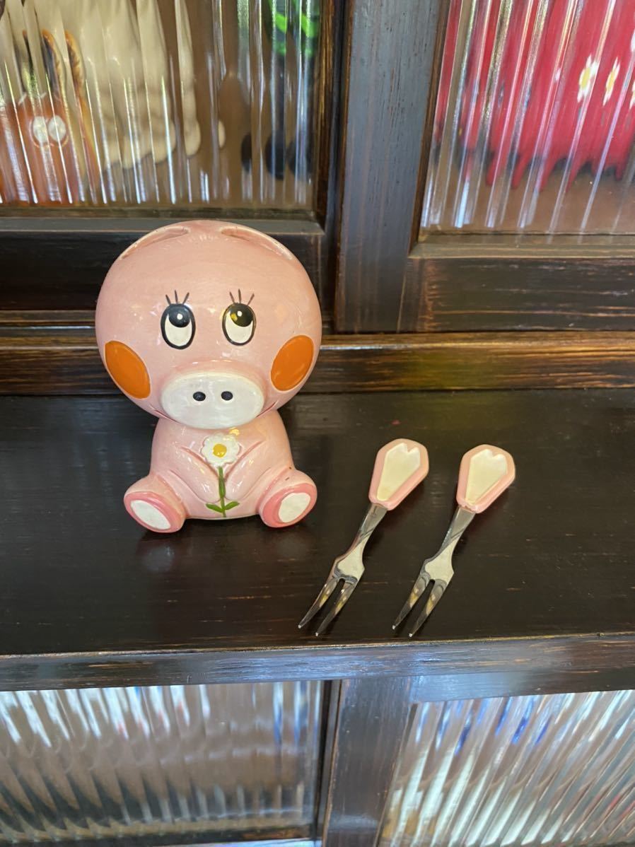 昭和レトロ 内藤ルネ 希少 当時物 陶器 置物 貯金箱 ビンテージ 希少