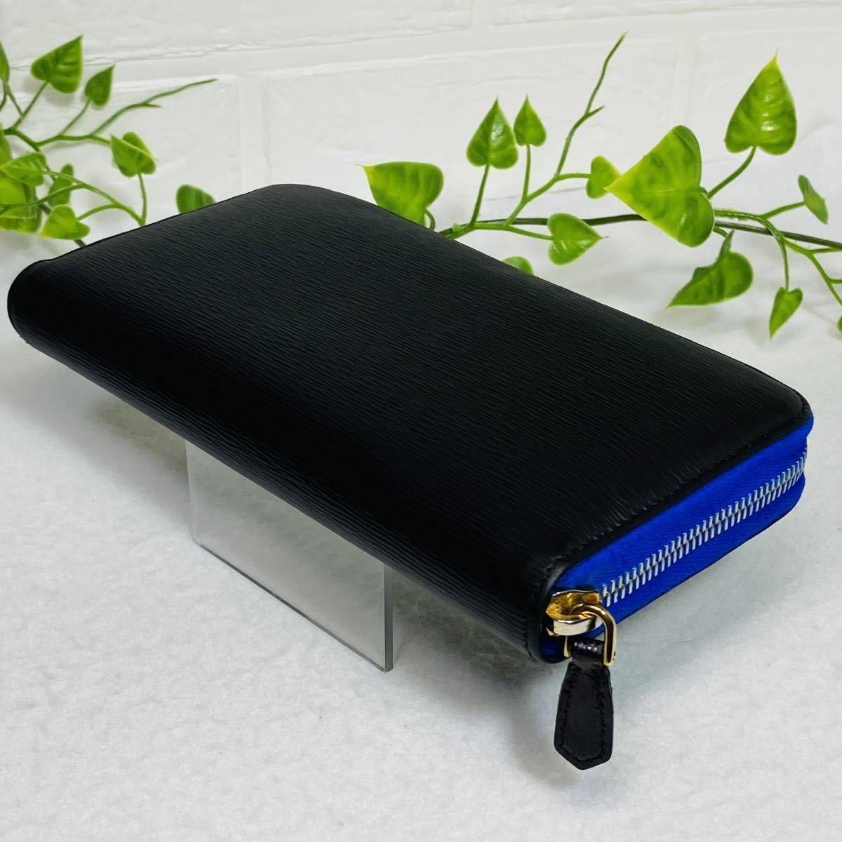 極美品》PRADA プラダ サフィアーノ 黒 青 マットブラック 極美品》PRADA プラダ サフィアーノ 黒 青 マットブラック