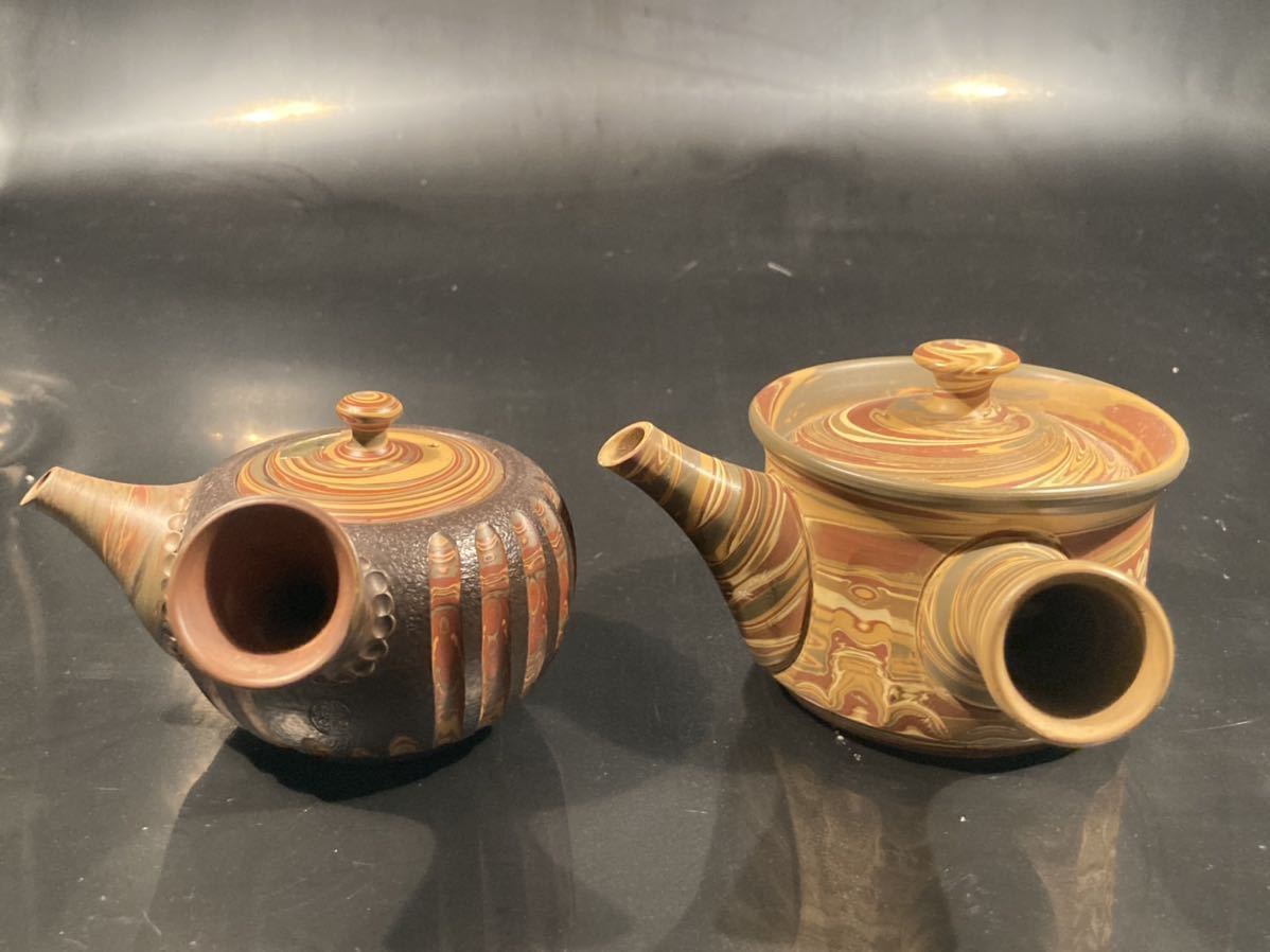 常滑焼 急須 朱泥 玉光陶園 丸線段 茶っきり急須 朱
