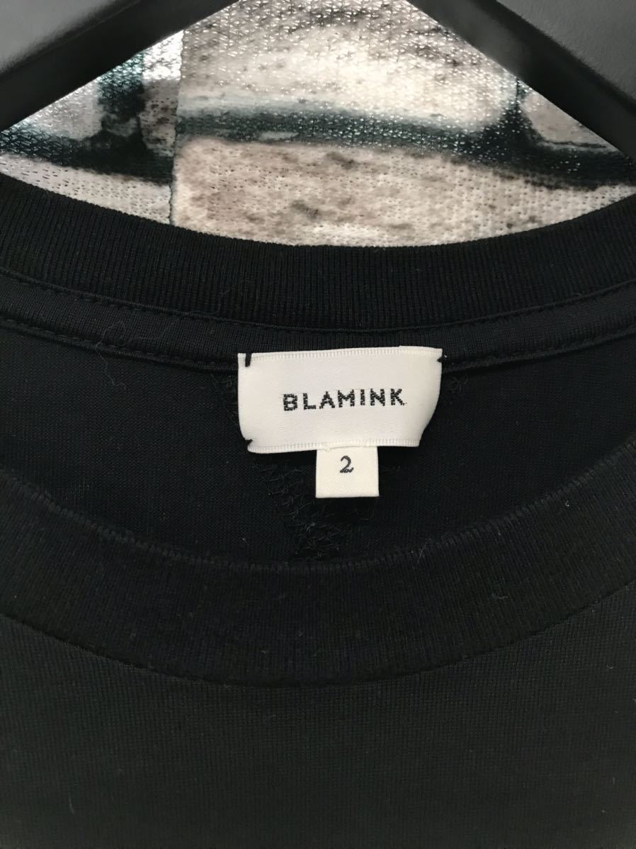 極美品☆BLAMINK ブラミンク☆袖ロゴ刺繍クルーネックTシャツ(トップス