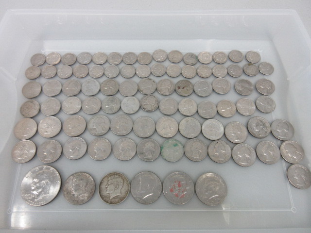 アメリカ | 55.21ドル 合計 50、25、10、5、1セント 硬貨1ドル