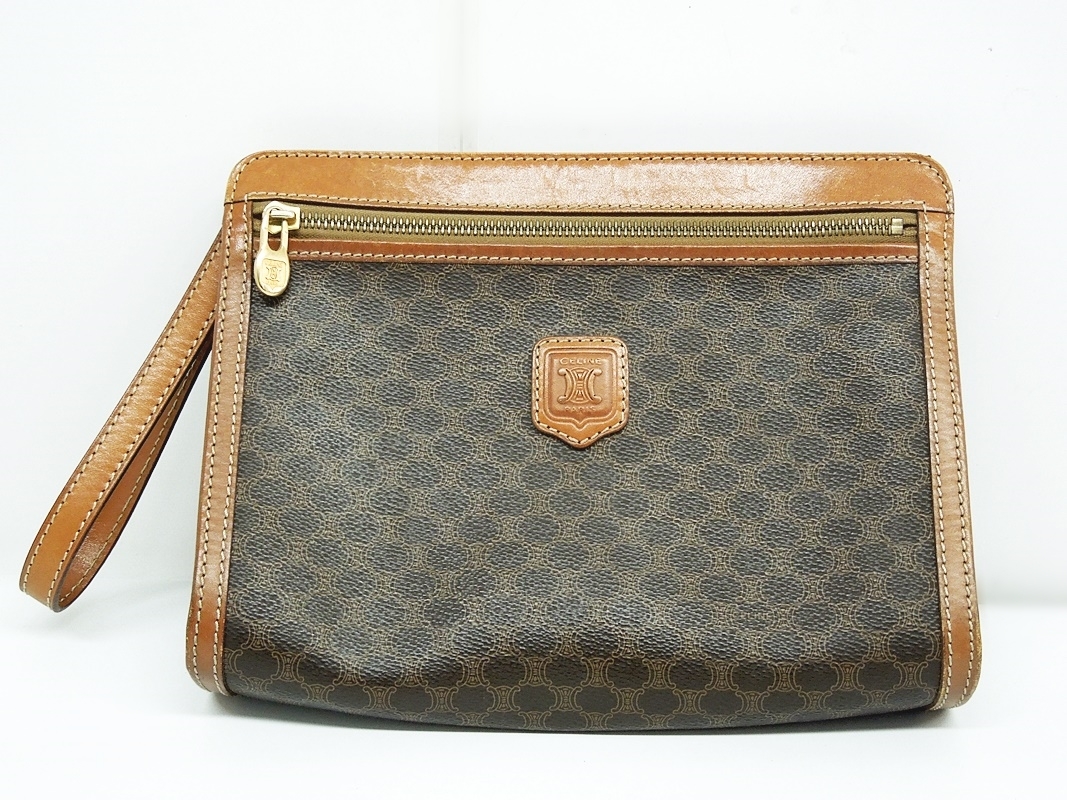  10 28-522355-08 Y A CELINE セリーヌ M94 マカダム柄 セカンドバッグ クラッチ 手持ち かばん ブラウン系 ブランド 名28(かばん、バッグ)｜売買されたオークション情報、yahooの商品情報をアーカイブ かばん、バッグ