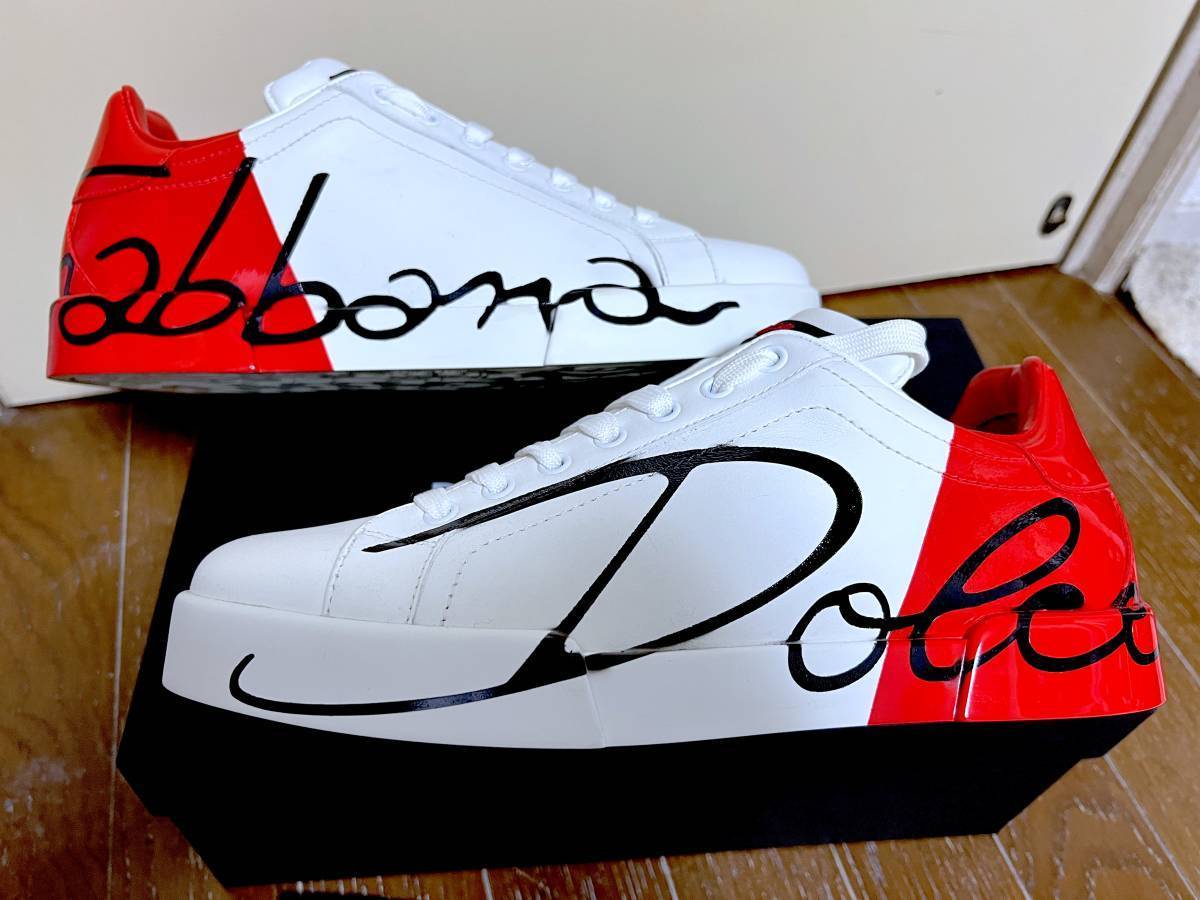 DOLCE&GABBANA ポルトフィーノ カーフレザー スニーカー 7 新品