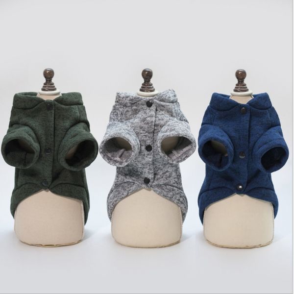 ★犬服　おさかなさん　グレー　Ｍサイズ　フリース　トレーナー　前ボタン付き 裏起毛_5