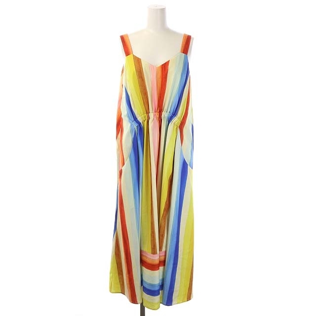 グレースコンチネンタル 22SS マルチストライププリントワンピース フレア ロング ノースリーブ 36 マルチカラー /HK ■OS レディース