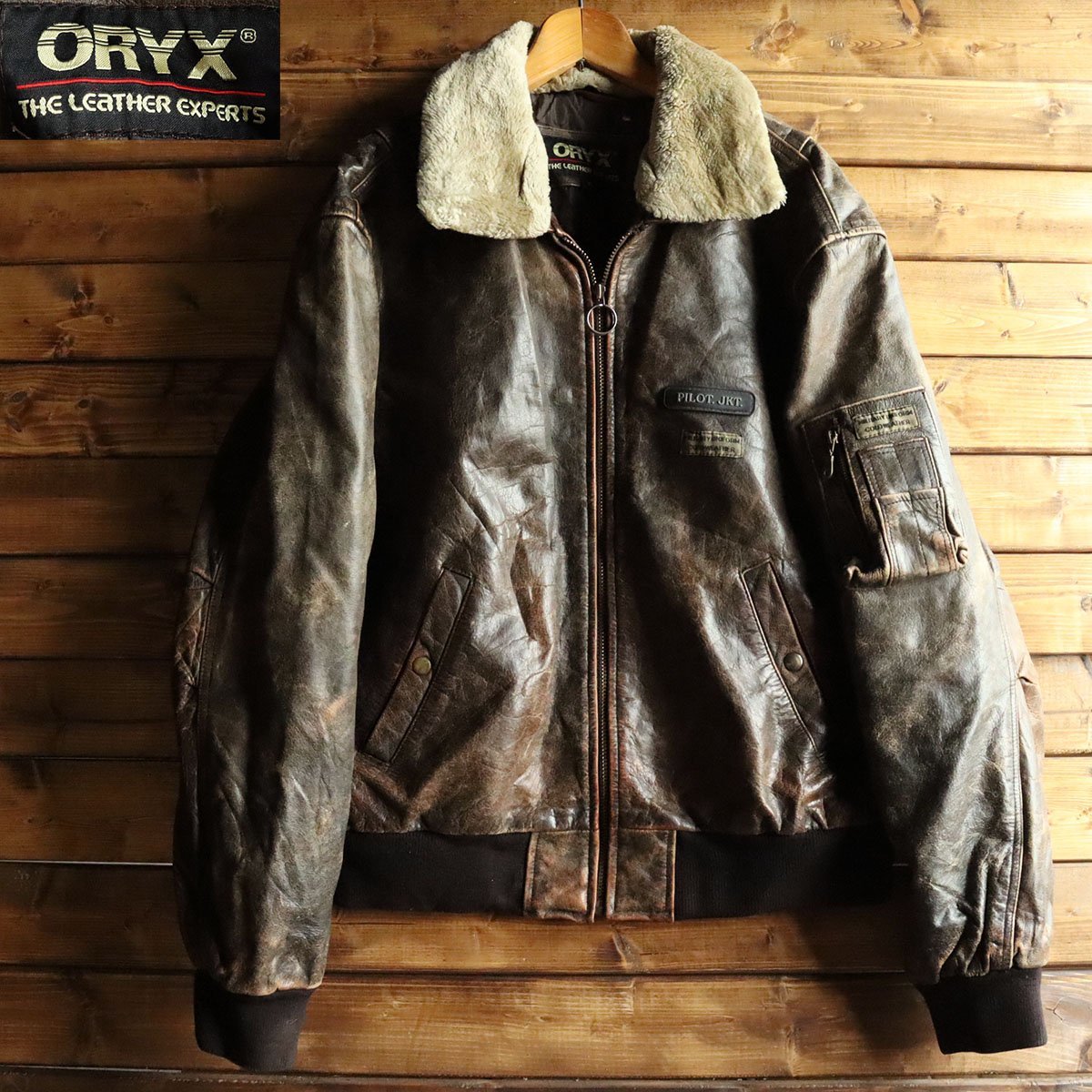 A4/T6.21-4 ORYX 本革 G-1 レザーフライトジャケット 襟ボア レザー 