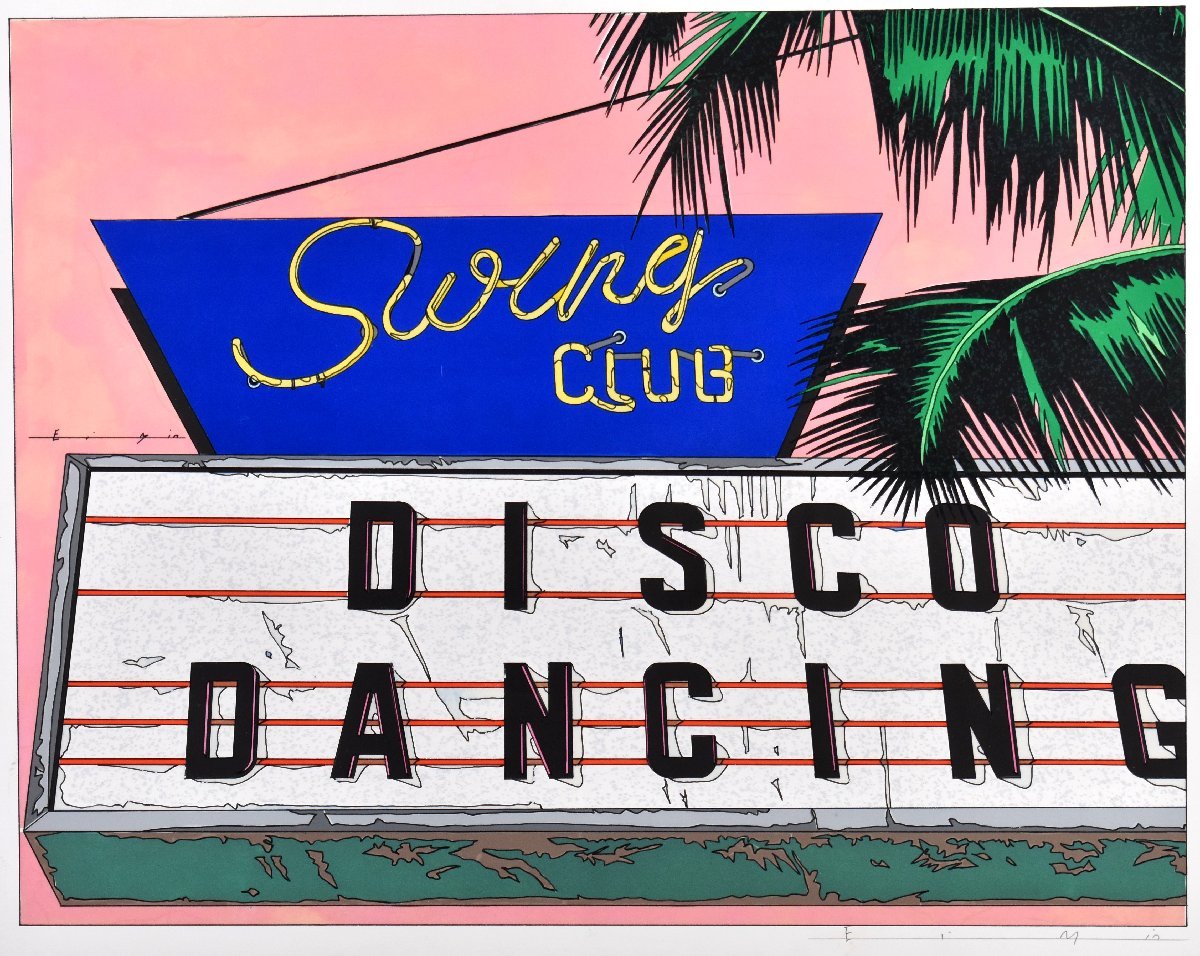 【激レア】真作保証 / 鈴木英人 / DISCO DANCING / 原画 約6号 / パントンオーバーレイ技法 / FM Station表紙の原画 / 笹倉鉄平 ドラクロワ