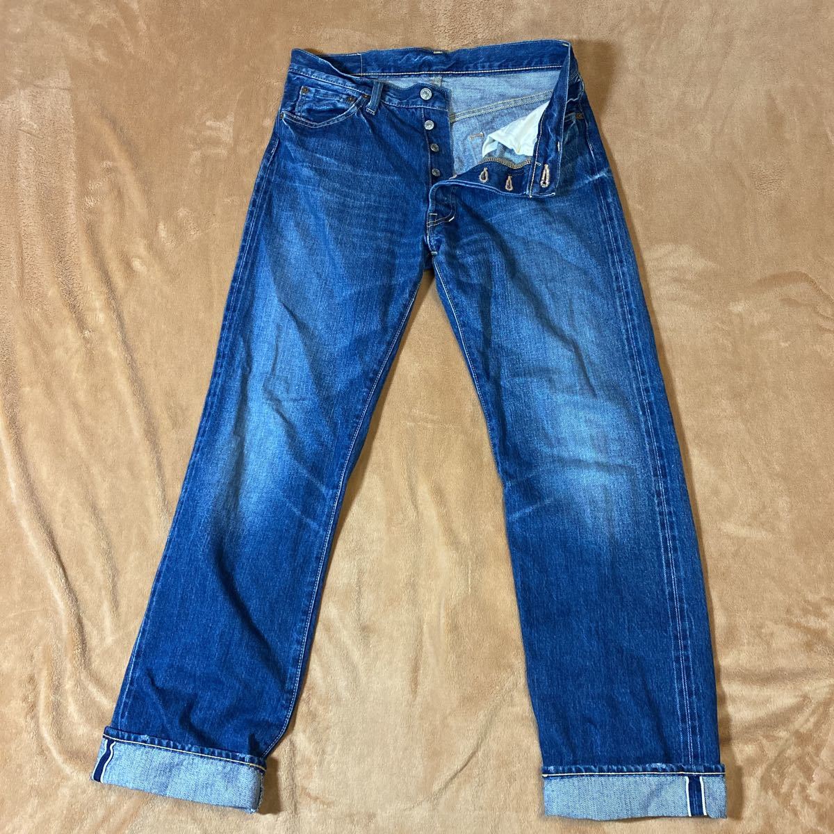 メンズ 濃紺 DENIME デニムパンツ ボタンフライ 日本製 w33 紙パッチ