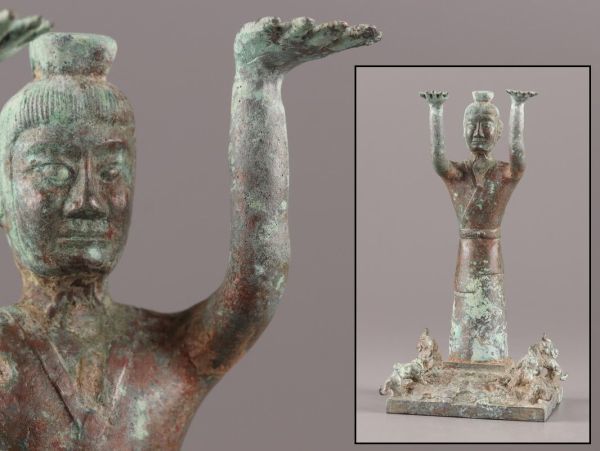 中国 古い青銅の鏡 時代物 古鏡 置物 中国古玩 唐物 古鏡 青銅鏡 時代物 極上品 初だし品 D8475 中国 鏡台