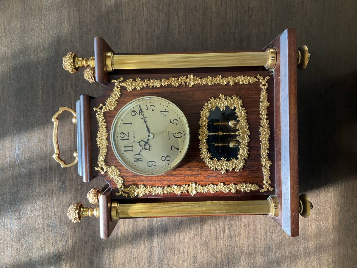 置時計 SEIKO QW428B クォーツ 1980年 回転飾り アンティーク セイコー 