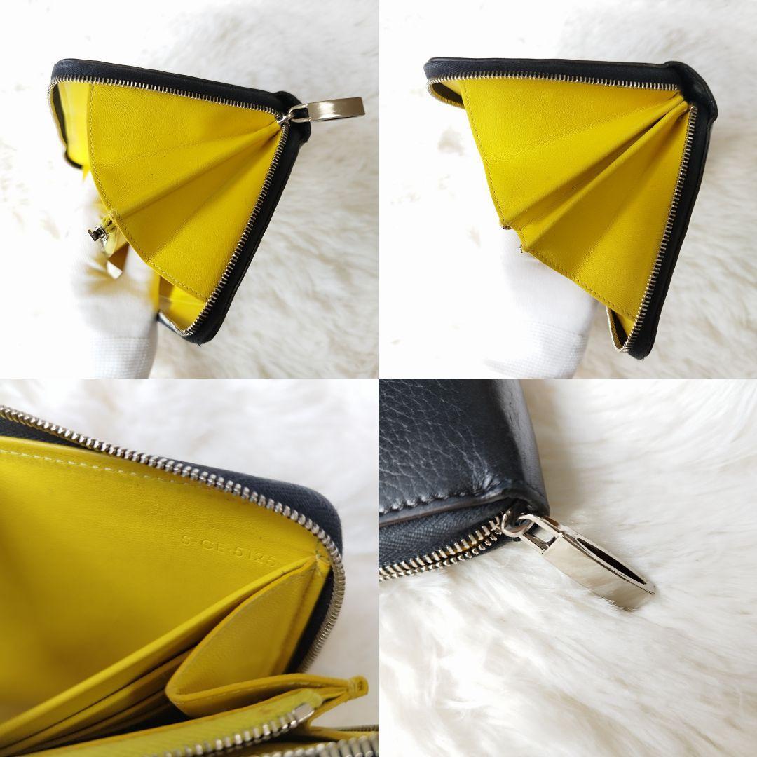 即決☆ブラック×イエロー【良品】CELINE セリーヌ 長財布 バイカラー