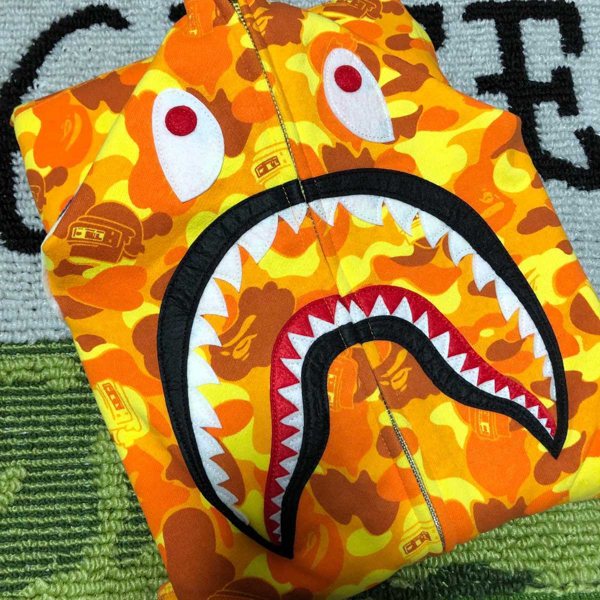 超美品 コラボ BAPE a bathing ape PUBG CAMO SHARK FULL ZIP HOODIE 