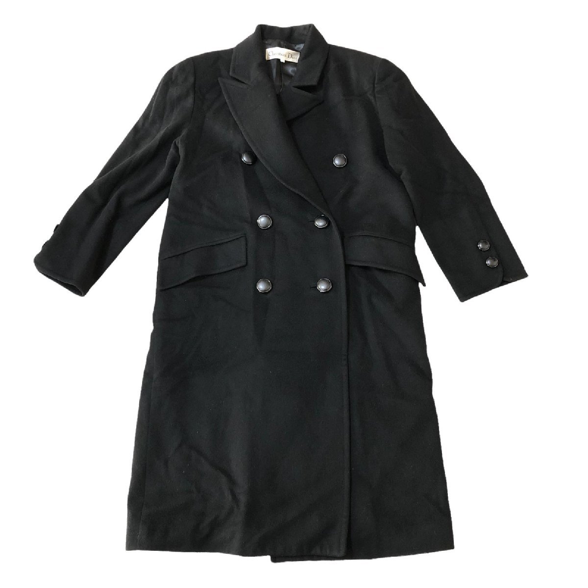 Dior ディオール ロングコート 黒系 カシミヤ100% レディース 9 肩