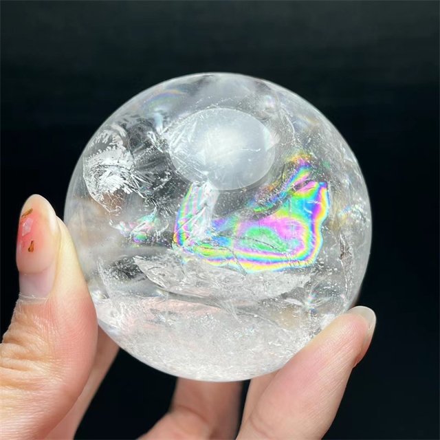 丸玉 アイリスクォーツ 虹入り 水晶 AAA レインボー水晶 スフィア 好き