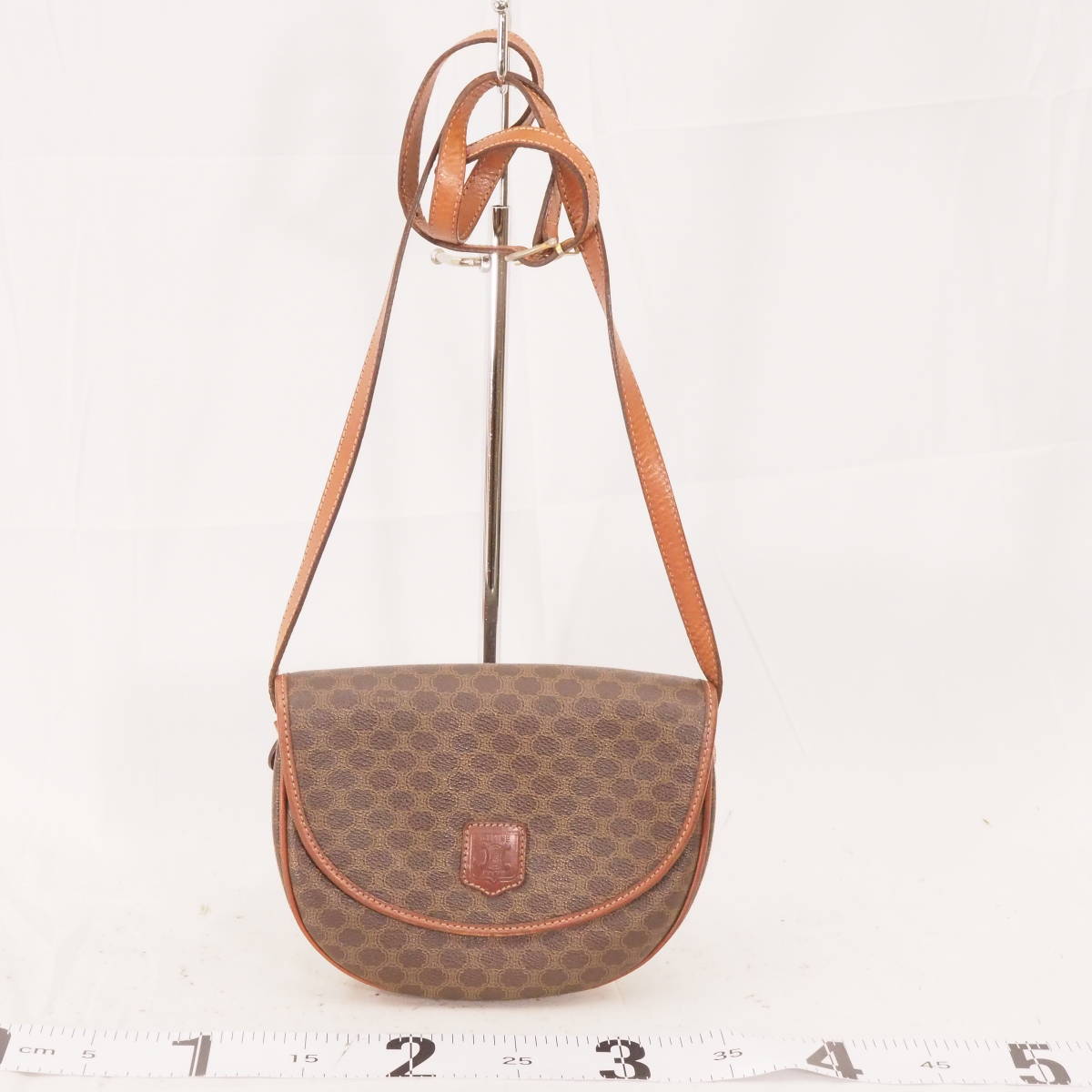 セリーヌ CELINE マカダム柄 ミニショルダーバッグ 黒×ダーク マカダム 