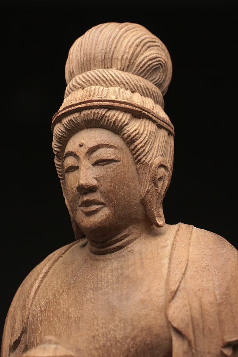 EG173 【彫刻家 横山一夢 作】井波彫刻 一木彫「薬師立像」高41cm 重
