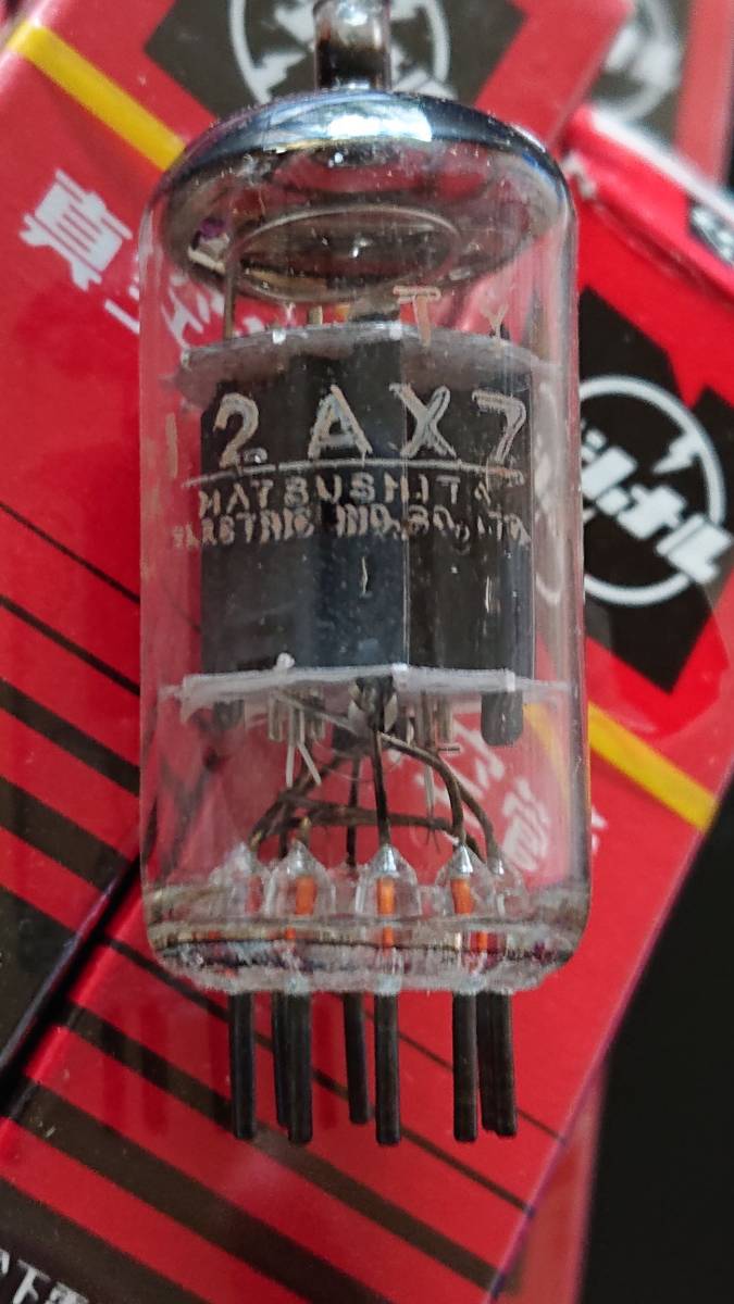 12AX7 真空管 Yahoo!オークション 6be6 4d No.4☆ ナショナル製 真空管(ジャンク品扱い) 12AX7 計8本 未使用未開封品(箱損傷アリ)