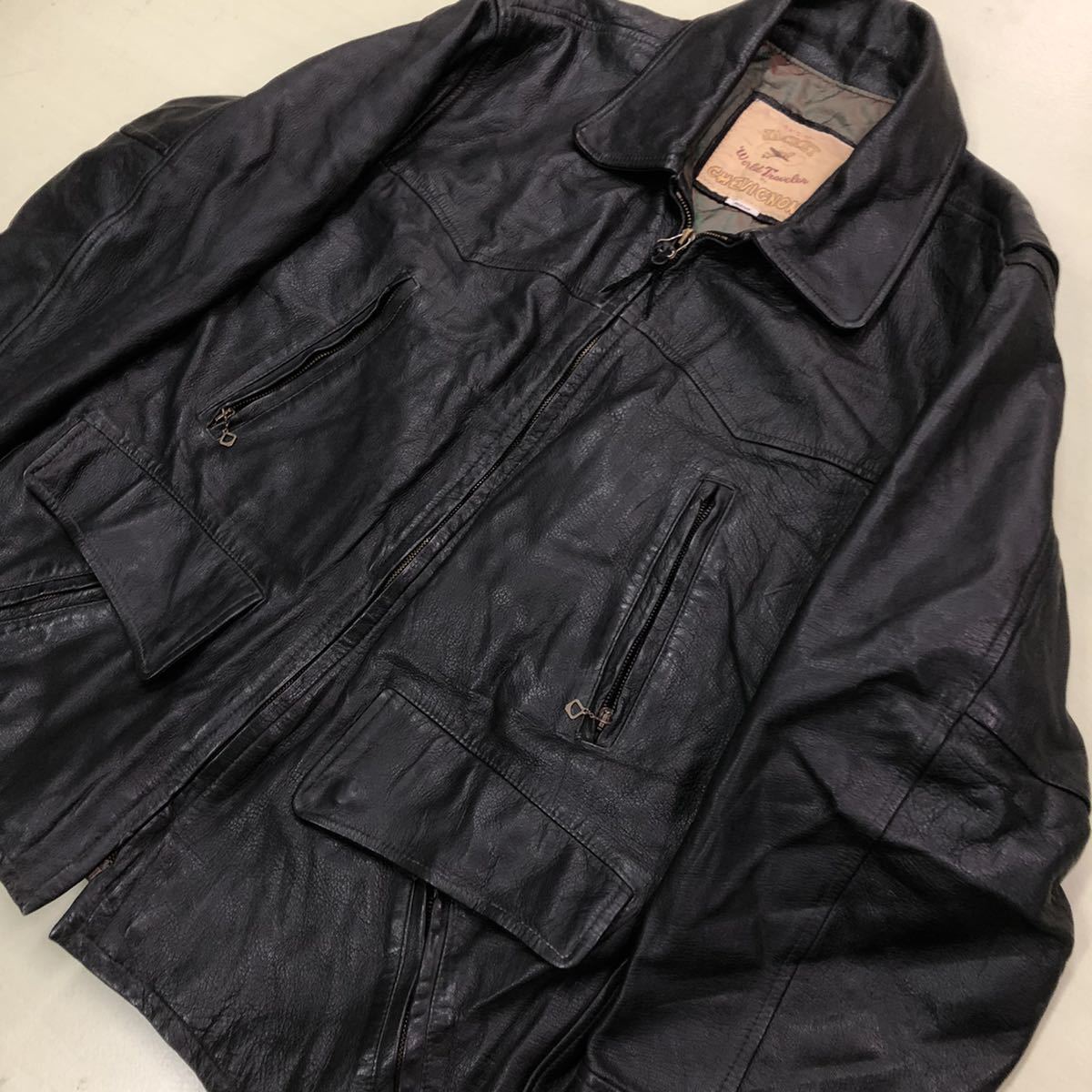 80sビンテージ フランス製 レザージャケット ブラック M chevignon