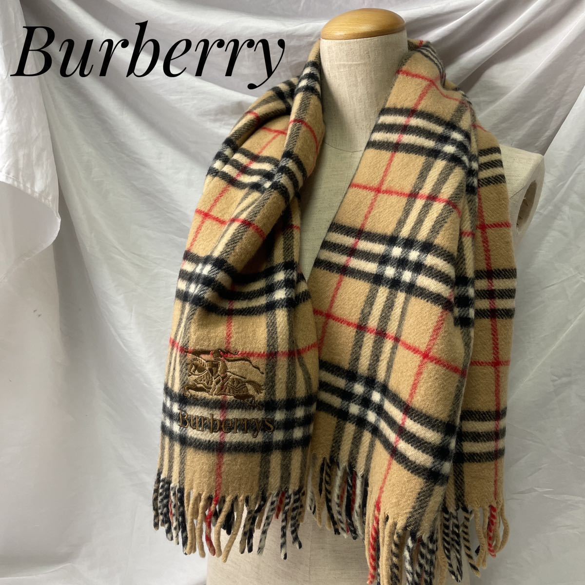 BURBERRY バーバリー ノバチェック マフラー ホースロゴ刺繍 ウール100
