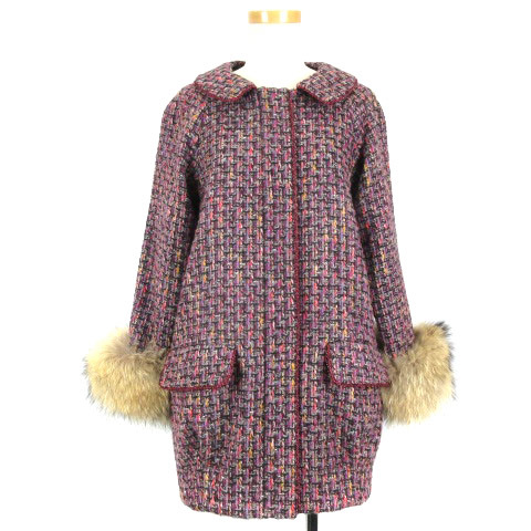定番，限定SALE スモーク smork ツイード ファー コート パープル 221024E アウター レディース(スモーク)｜売買されたオークション情報、yahooの商品情報をアーカイブ公開 - オークファン スモーク