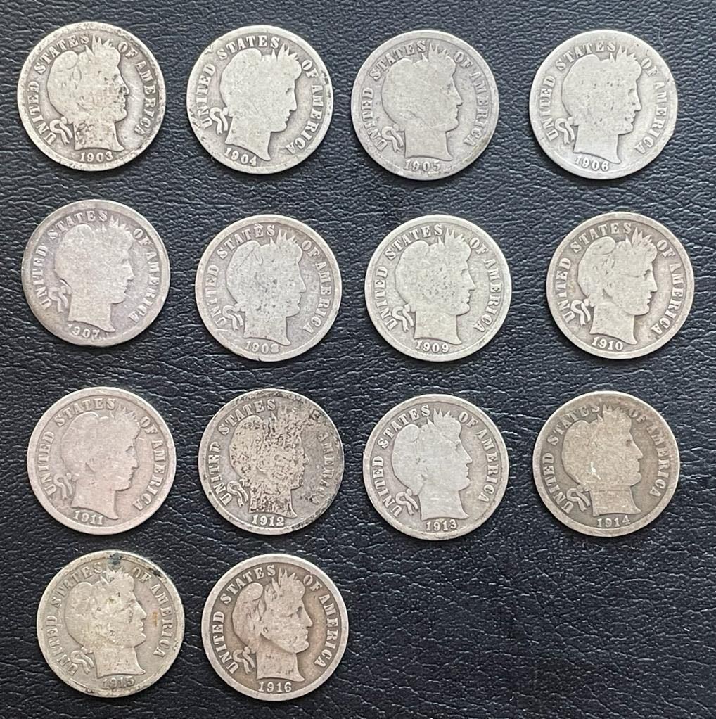 定番，お得 アメリカのバーバーダイム銀貨1903年-1916年合計14枚(北アメリカ)｜売買されたオークション情報、yahooの商品情報をアーカイブ公開 - オークファン 北アメリカ