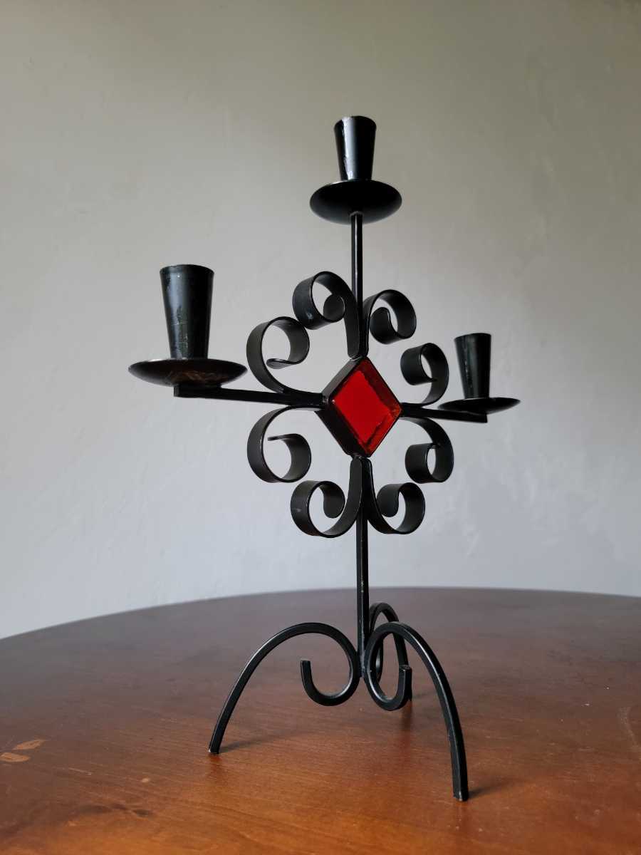 1950年代 スウェーデン GUNNAR ANDER 北欧 ヴィンテージ 鉄製 3灯 燭台 キャンドルスタンド キャンドルホルダー インテリア アンティーク