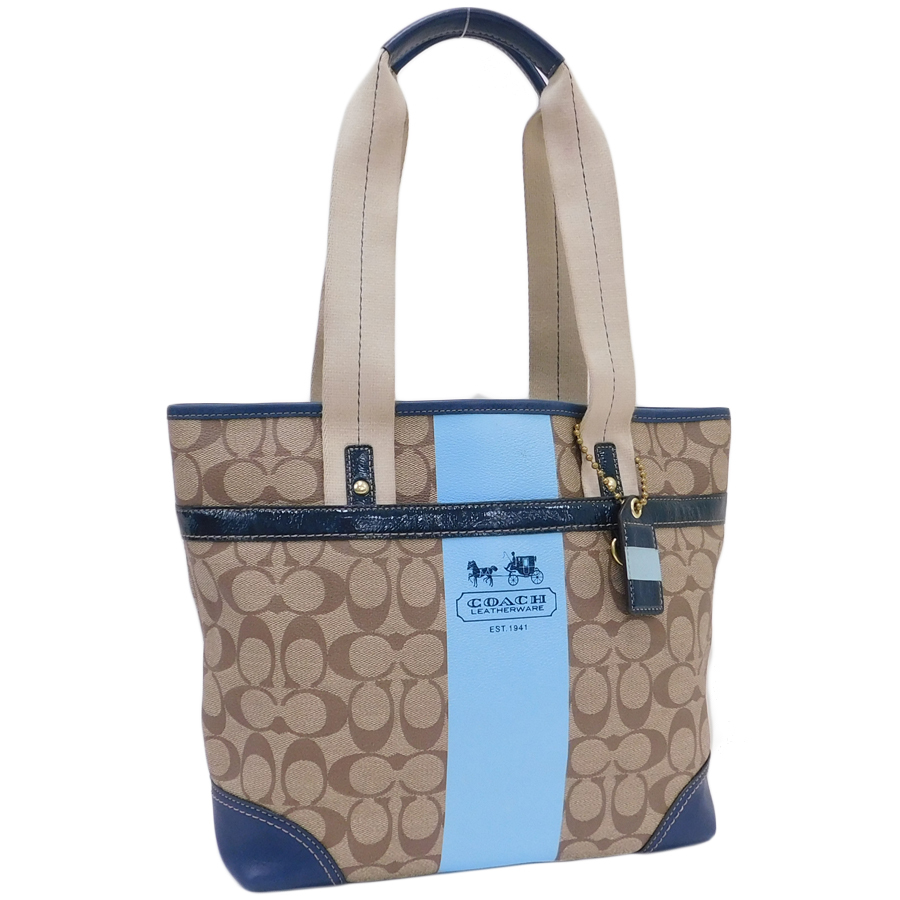1円 ■ 極美品 コーチ トートバッグ 11350P ブラウン系 PVC×レザー シグネチャー COACH ■ Bmm コーチ COACH 1円 ビジネス ブリーフケース 「日本