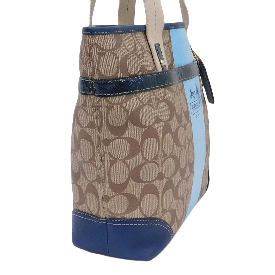 1円 ■ 極美品 コーチ トートバッグ 11350P ブラウン系 PVC×レザー シグネチャー COACH ■ Bmm コーチ COACH 1円 ビジネス ブリーフケース 「日本