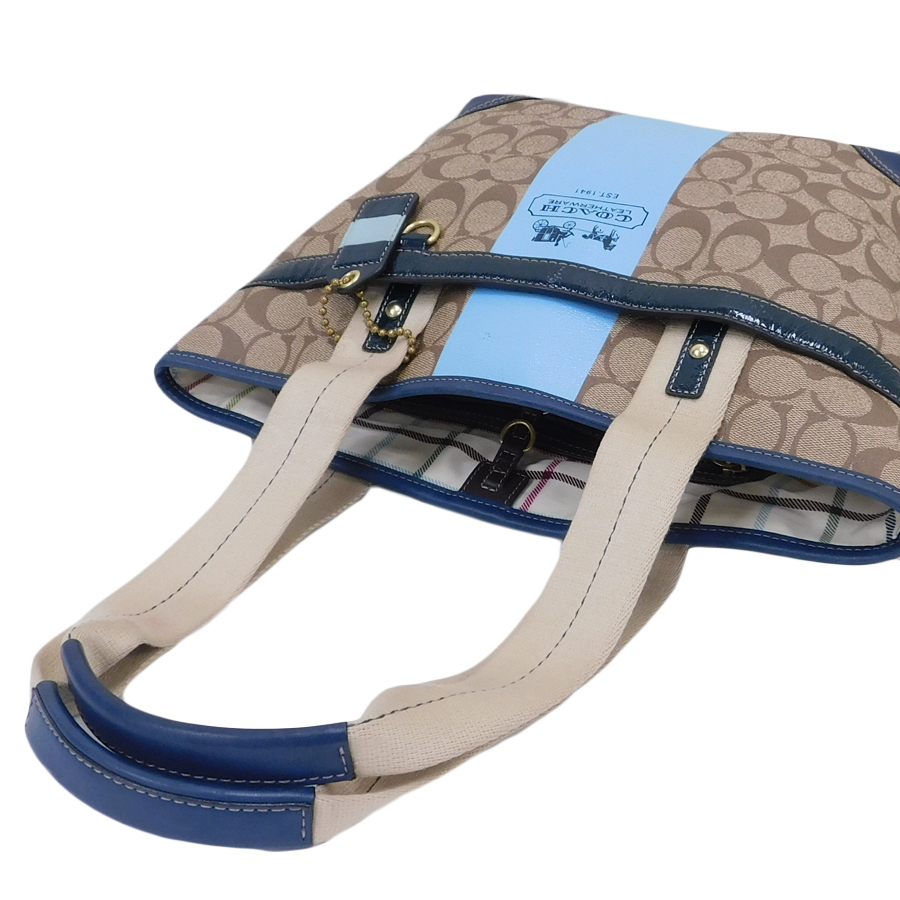 1円 ■ 極美品 コーチ トートバッグ 11350P ブラウン系 PVC×レザー シグネチャー COACH ■ Bmm コーチ COACH 1円 ビジネス ブリーフケース 「日本