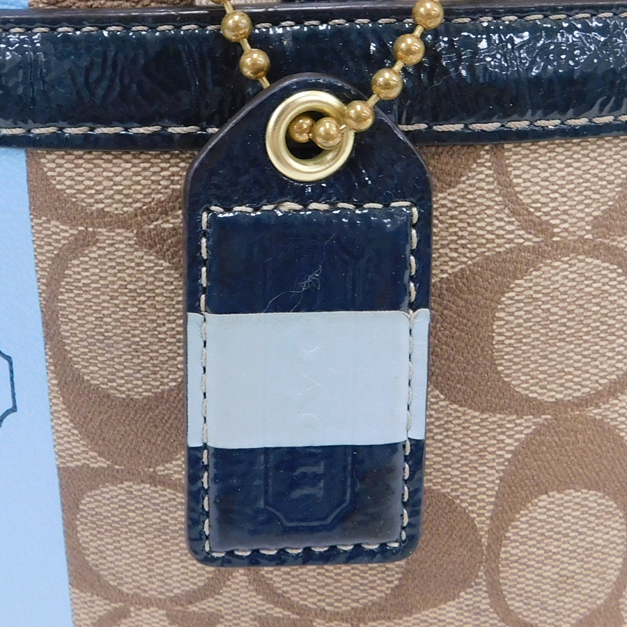 1円 ■ 極美品 コーチ トートバッグ 11350P ブラウン系 PVC×レザー シグネチャー COACH ■ Bmm コーチ COACH 1円 ビジネス ブリーフケース 「日本