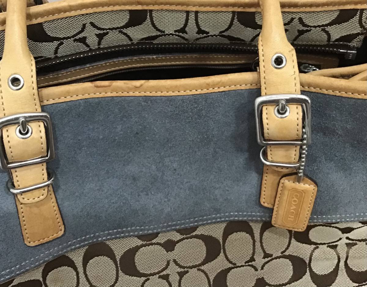 COACH コーチ シグネチャーハンドバッグ トートバッグ F3J-6367 ブルー 