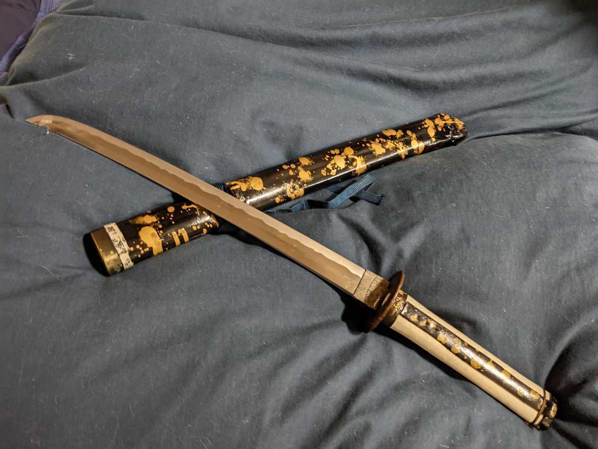 居合刀 | 脇差 金粉吹き付け鞘刀装具 珍品脇差し短刀 日本刀の通信販売