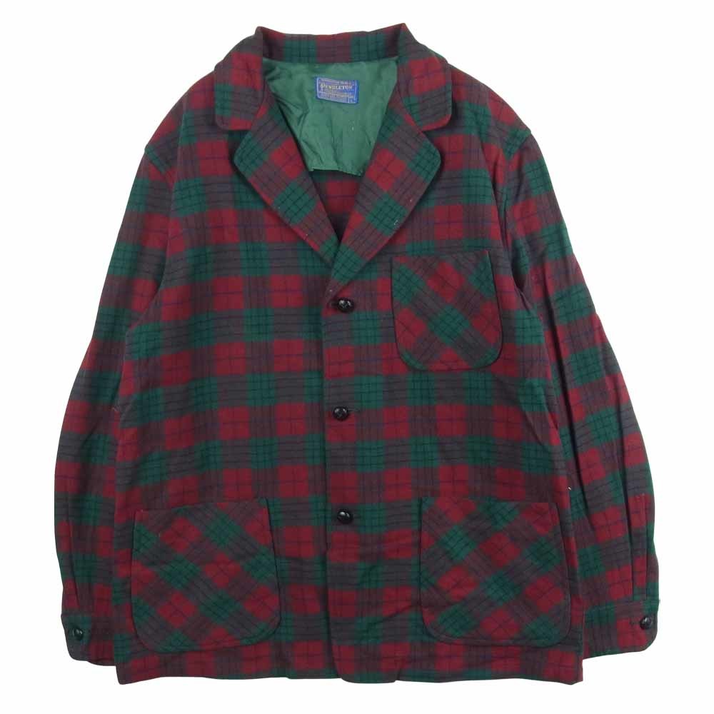 PENDLETON ペンドルトン ヴィンテージ 50s ウール チェック柄 テーラード ジャケット レッド系 グリーン系 L【中古】 【即決】