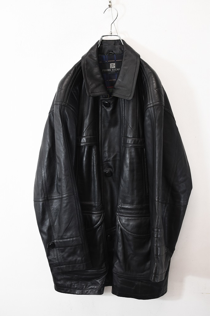 安い，人気セール 6189 PIERRE BALMAIN バルマン メンズ 高級 レザー カバーオール ジャケット コート 黒 L(Lサイズ)｜売買されたオークション情報、yahooの商品情報をアーカイブ公開 - オークファン Lサイズ