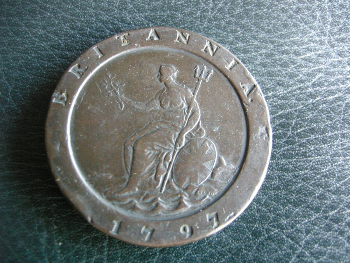 珍品 イギリス車輪銭 2ペンス（1797年）大型銅貨 1枚 1797 Year UK