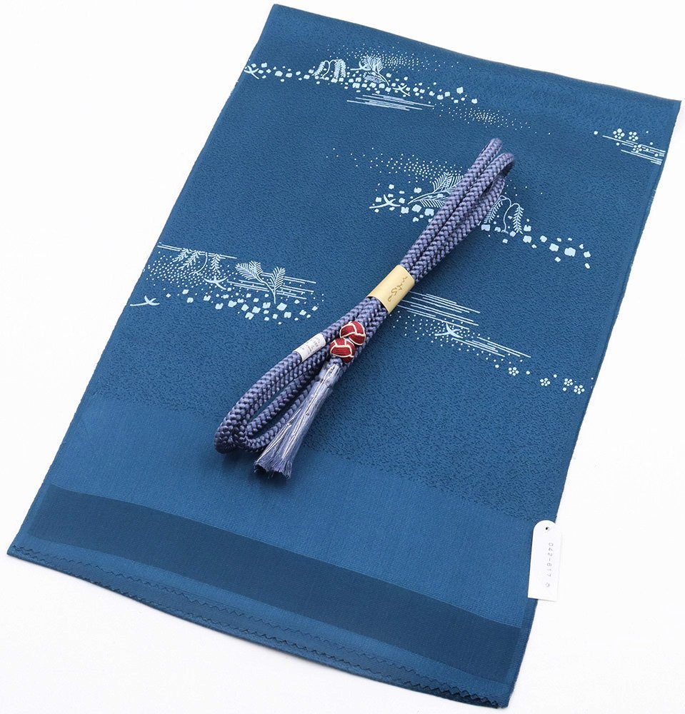 【福袋】お洒落 帯締め 帯揚げ セット 正絹 紺 飾り玉2つ S9983 新品 着物 レディース オールシーズン