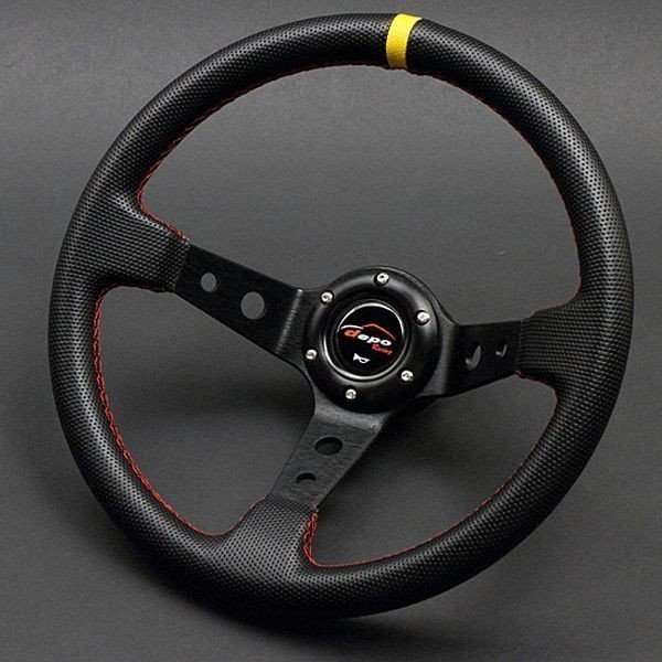 ステアリング D32P」 32φ ディープコーン 70mm パンチング加工PVC 赤色