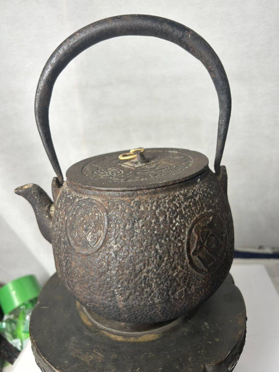 鉄瓶 煎茶道具 | 茶道具 刷毛目地紋 銅製蓋 時代 龍文堂 時代物 