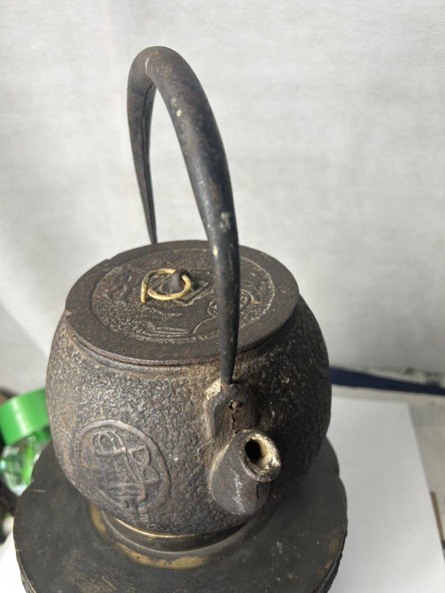 鉄瓶 煎茶道具 | 茶道具 刷毛目地紋 銅製蓋 時代 龍文堂 時代物 
