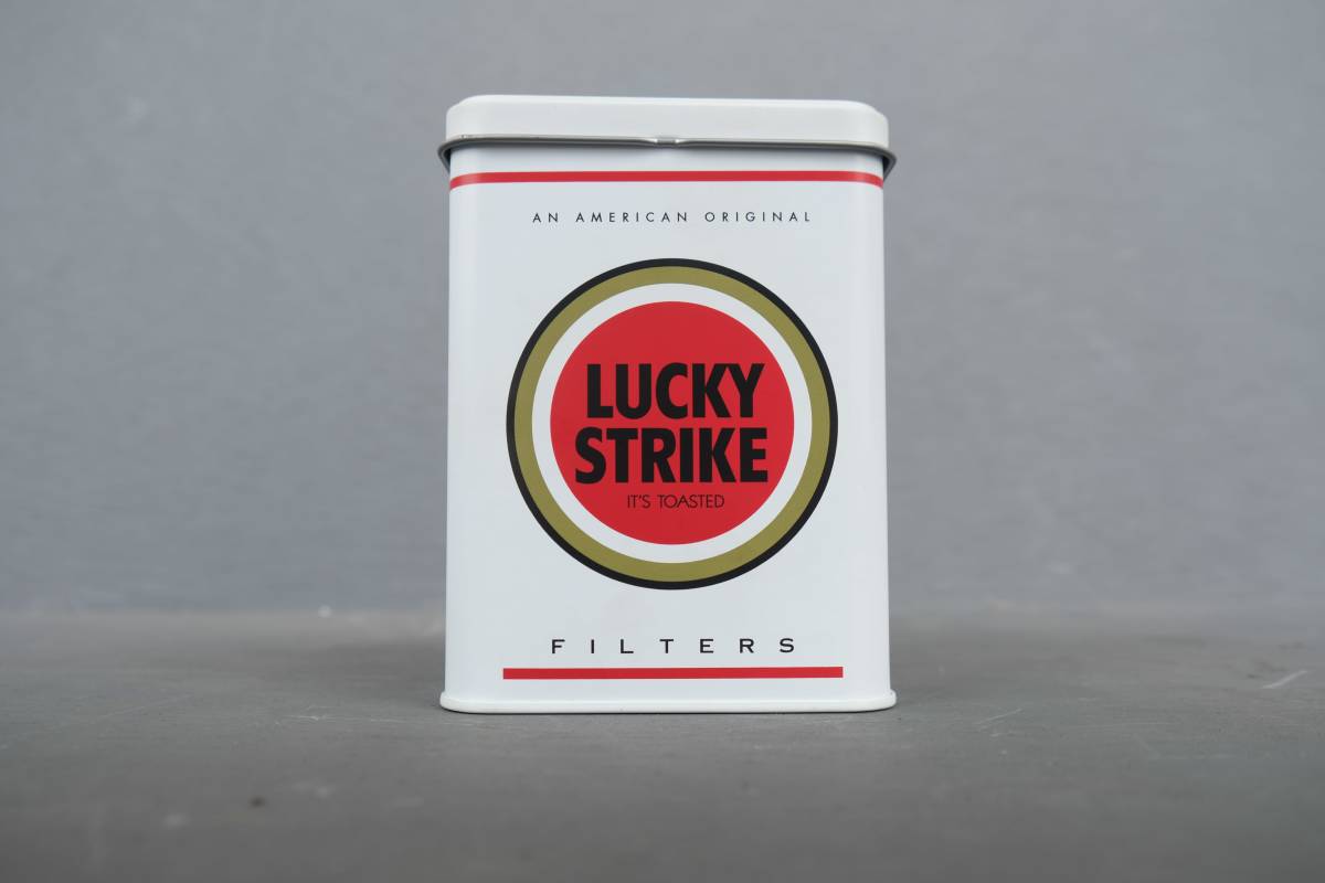未使用】LUCKY STRIKE ラッキーストライク 灰皿 缶 箱型 限定 タバコ 