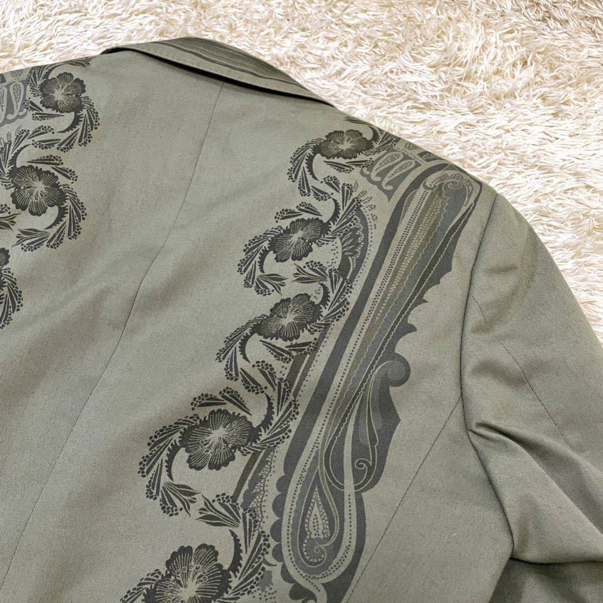 【極希少】【ペイズリーの存在感】ETRO エトロ テーラードジャケット 緑 グリーン カーキ コットン 総柄 花柄 フラワー 50 L相当 メンズ ETRO テーラードジャケット ペイズリー 美品ETRO 唯一無二の存在感極美品 □未使用級！！！□圧倒的存在感□エトロ□ETRO□テーラードジャケット