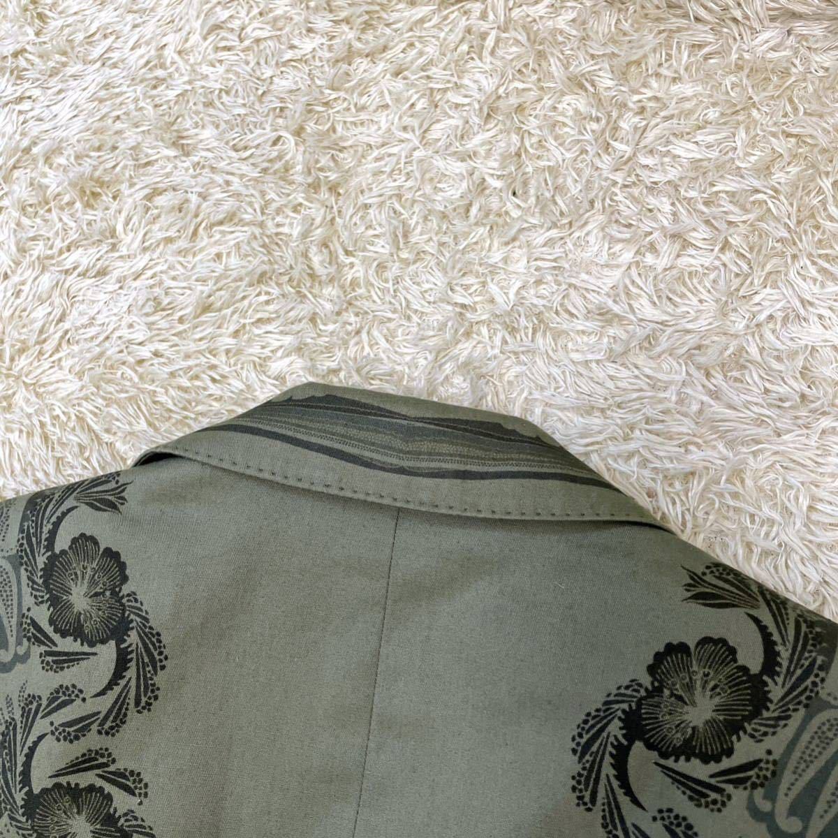 【極希少】【ペイズリーの存在感】ETRO エトロ テーラードジャケット 緑 グリーン カーキ コットン 総柄 花柄 フラワー 50 L相当 メンズ ETRO テーラードジャケット ペイズリー 美品ETRO 唯一無二の存在感極美品 □未使用級！！！□圧倒的存在感□エトロ□ETRO□テーラードジャケット