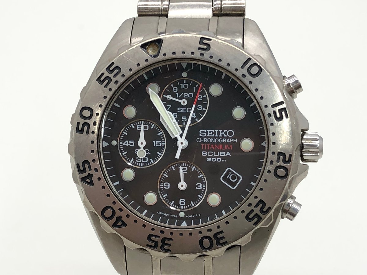 SEIKO SCUBA 7T92-0BD0 クォーツ 腕時計 クロノグラフ メンズ ジャンク 