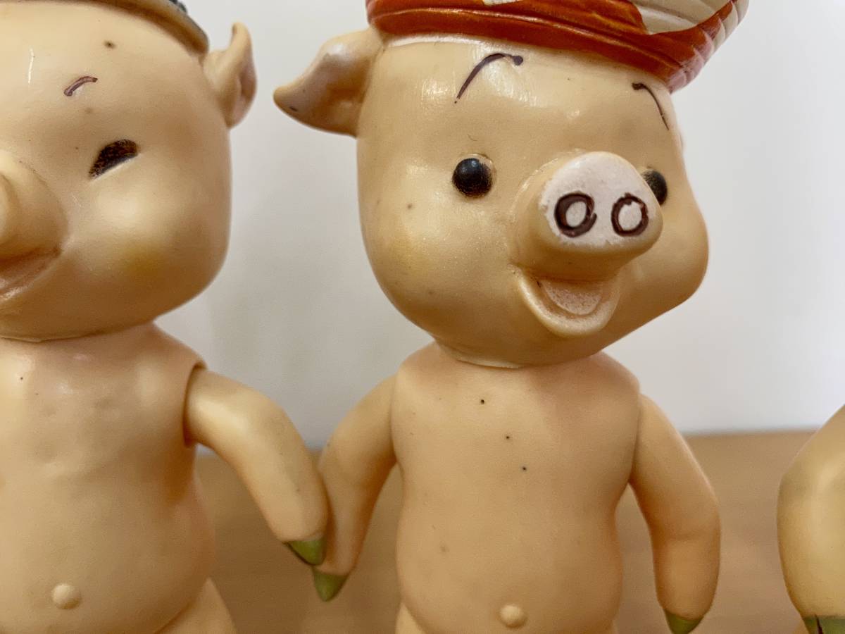1円～◇昭和レトロ◇ ブーフーウー 当時物 ソフビ 人形 三匹の子ぶた 
