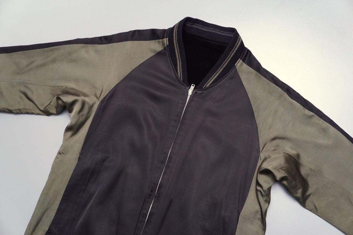 GM0799◎LAD MUSICIAN ラッドミュージシャン メンズ44 SOUVENIR JACKET リバーシブル スカジャン ベロア×サテン 2214-352 黒×グレー