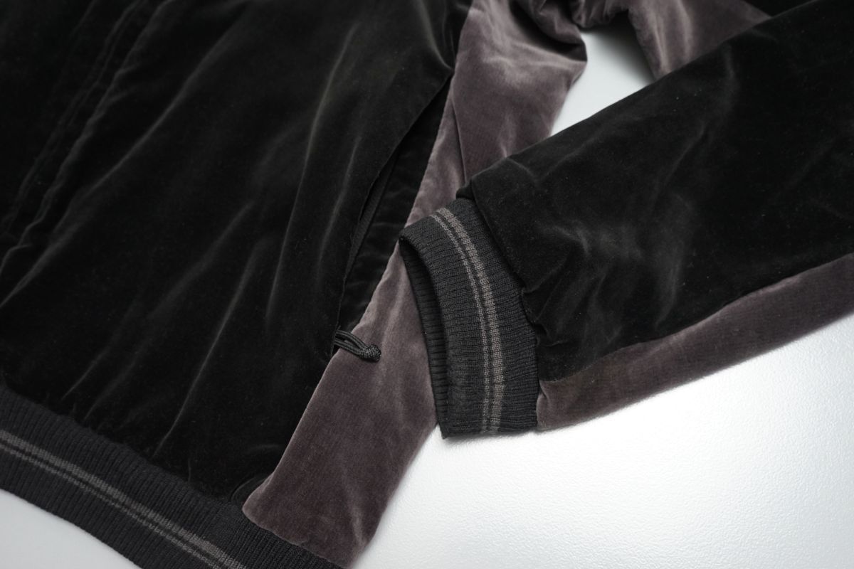 GM0799◎LAD MUSICIAN ラッドミュージシャン メンズ44 SOUVENIR JACKET リバーシブル スカジャン ベロア×サテン 2214-352 黒×グレー