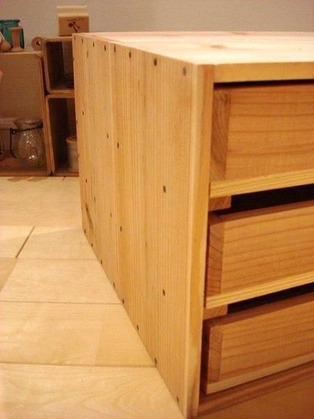 ☆送料無料サイズ変更可能☆A3丸穴7段引き出し/オーダー可能無垢